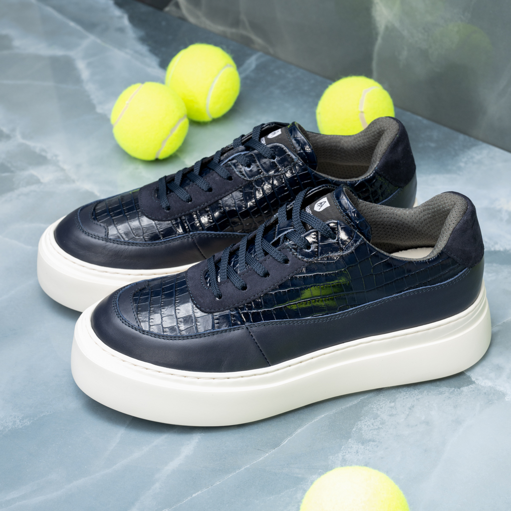 SNEAKERS ZANO CROCO BLUEMAREN – Alexandru Pop Shoes