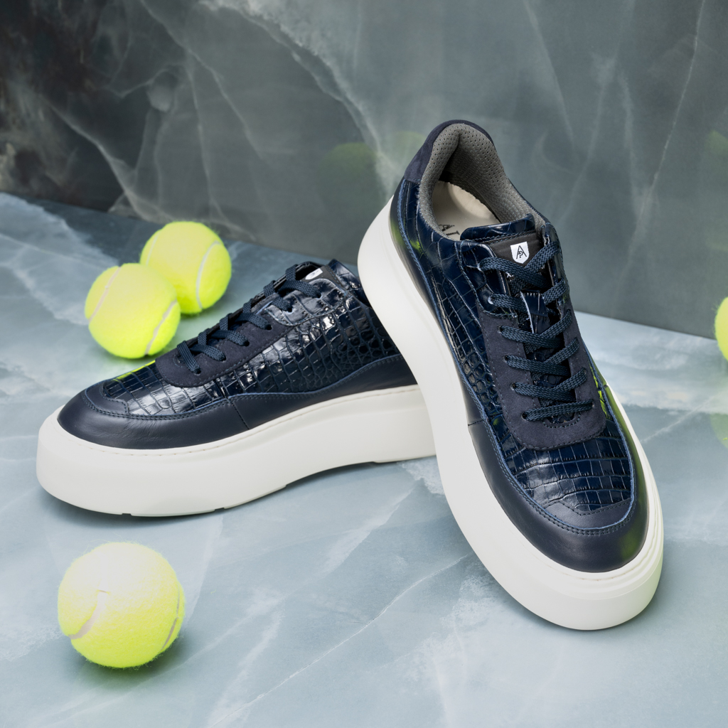 SNEAKERS ZANO CROCO BLUEMAREN – Alexandru Pop Shoes