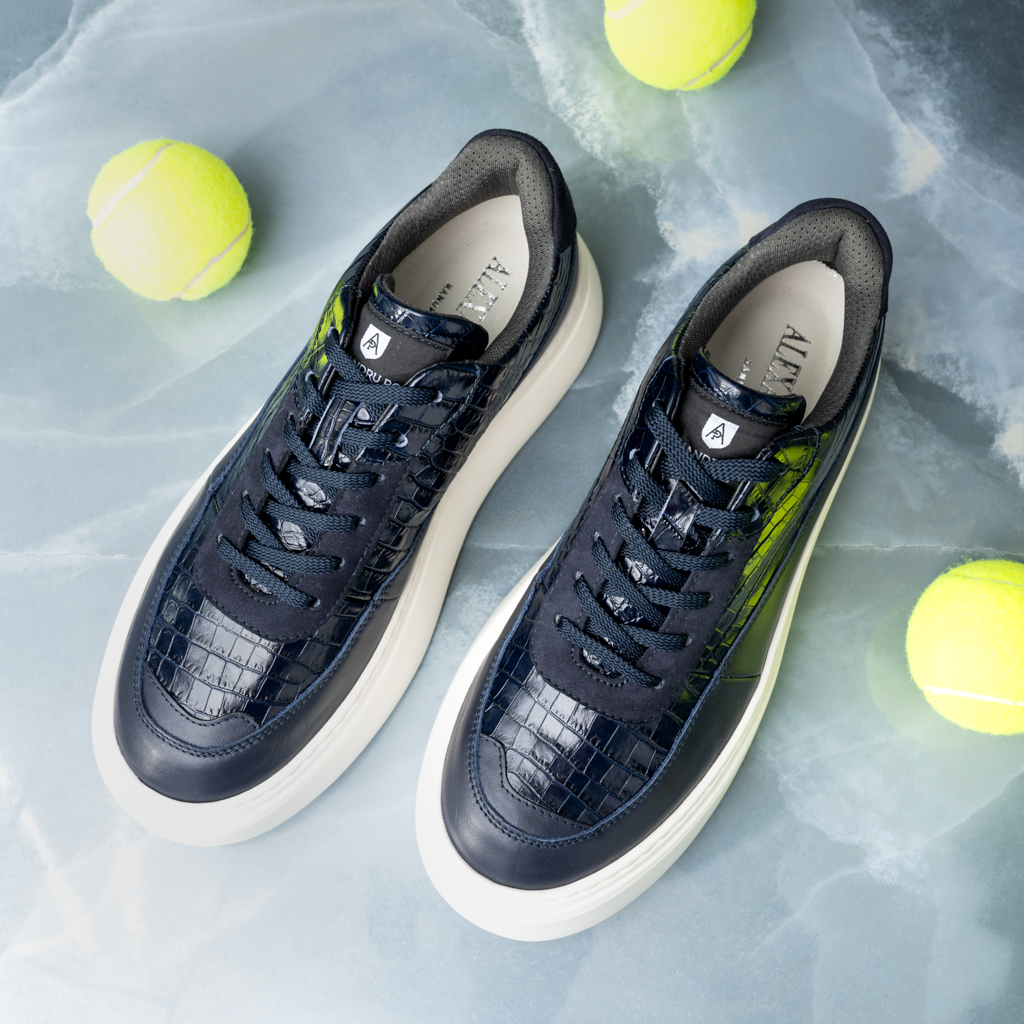 SNEAKERS ZANO CROCO BLUEMAREN – Alexandru Pop Shoes