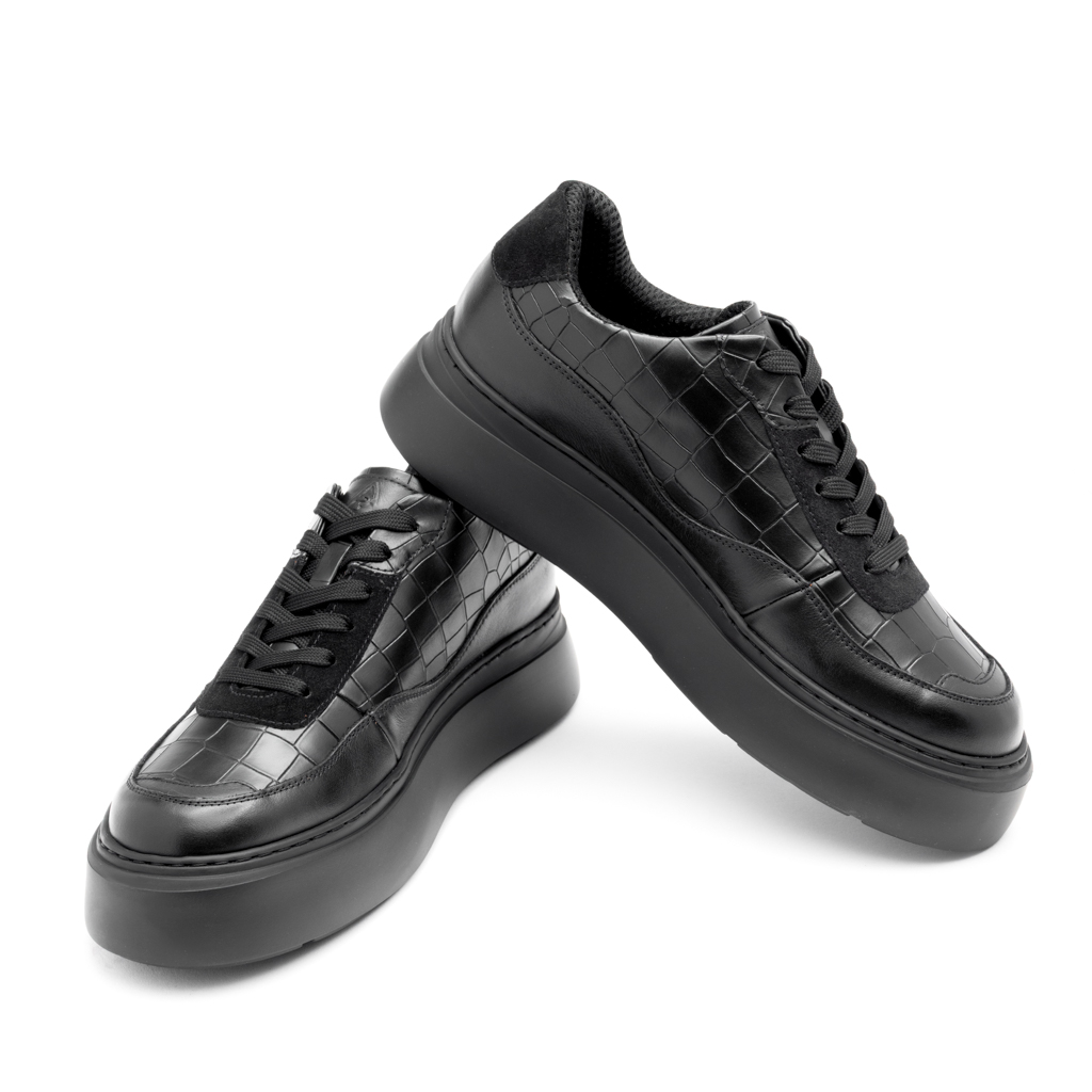 SNEAKERS ZANO FULL BLACK CROCO – Alexandru Pop Shoes