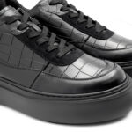 SNEAKERS ZANO FULL BLACK CROCO - imagine 6