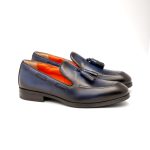 Tassel Loafer Blue Patinat – Pantofi Eleganți din Piele Naturală fără siret - imagine 2