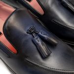 Tassel Loafer Blue Patinat – Pantofi Eleganți din Piele Naturală fără siret - imagine 5