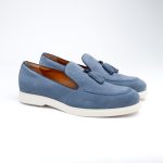 Tassel Loafer Blue Suede – Pantofi Casual din Piele Naturală fără siret - imagine 2