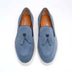 Tassel Loafer Blue Suede – Pantofi Casual din Piele Naturală fără siret - imagine 3