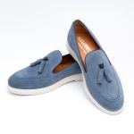 Tassel Loafer Blue Suede – Pantofi Casual din Piele Naturală fără siret - imagine 4