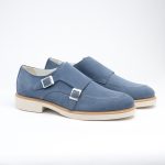 Double Monk Blue Suede – Pantofi Casual din Piele Naturală cu catarame - imagine 2